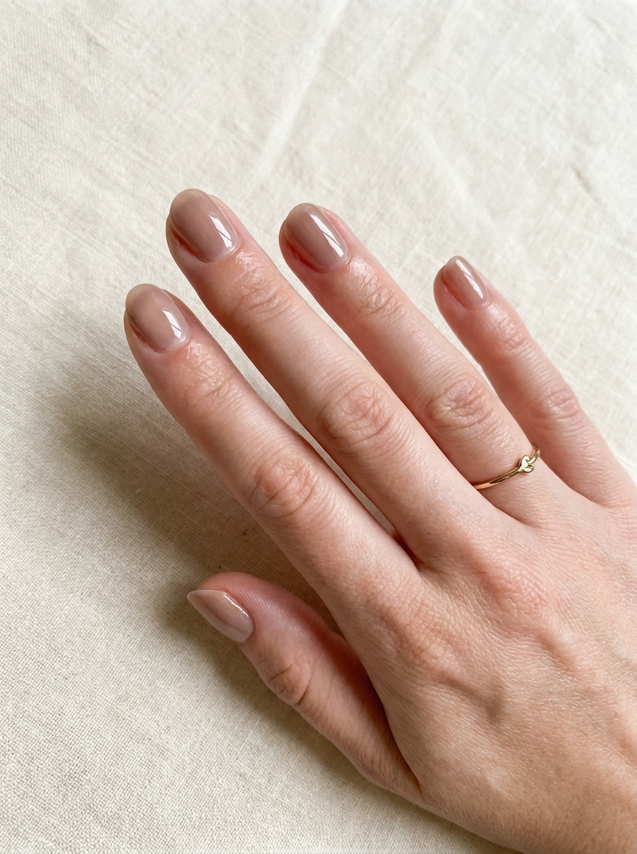 Milky Mocha Short Nails als September Nägel kurz Inspiration 2026